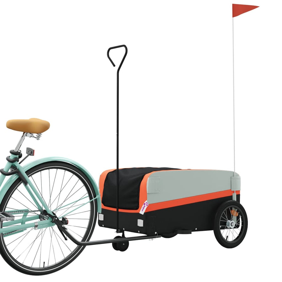 Fietstrailer 45 kg ijzer zwart en oranje 138 x 69 x 58 cm orange