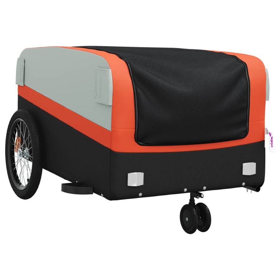Fietstrailer 45 kg ijzer zwart en oranje 138 x 69 x 58 cm orange