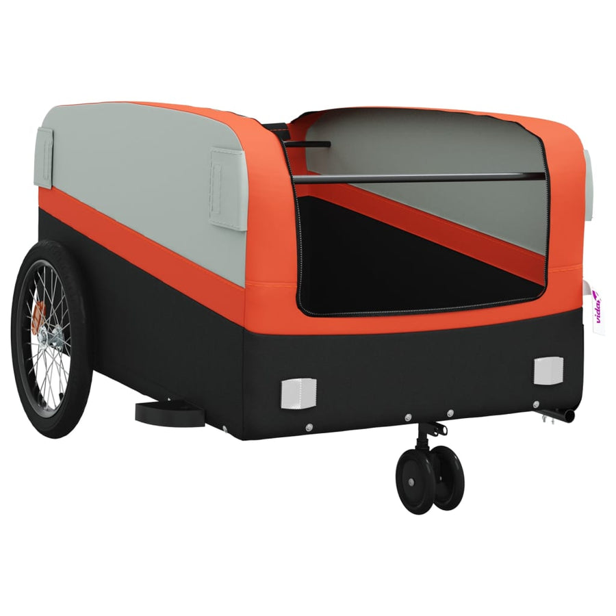 Fietstrailer 45 kg ijzer zwart en oranje 138 x 69 x 58 cm orange