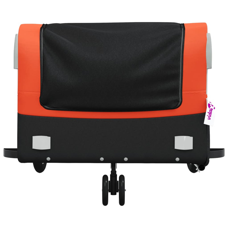 Fietstrailer 45 kg ijzer zwart en oranje 138 x 69 x 58 cm orange