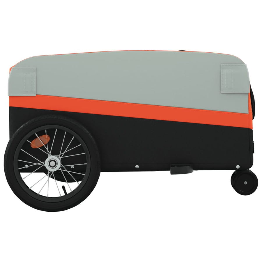 Fietstrailer 45 kg ijzer zwart en oranje 138 x 69 x 58 cm orange