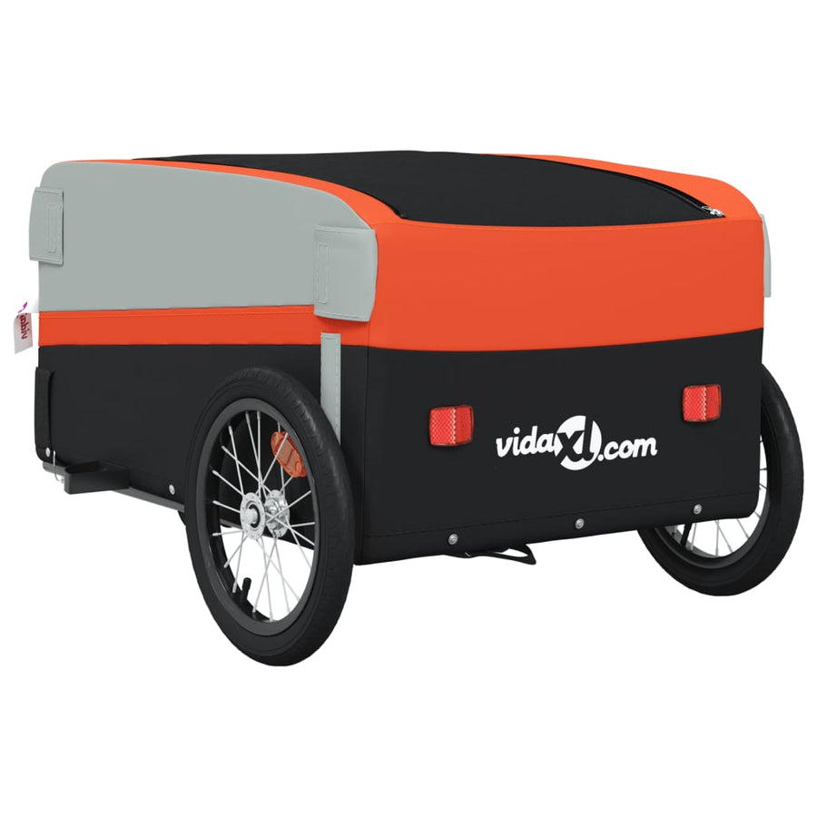 Fietstrailer 45 kg ijzer zwart en oranje 138 x 69 x 58 cm orange