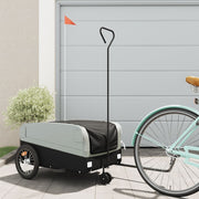 Fietstrailer 45 kg ijzer zwart grijs 138x69x58 cm