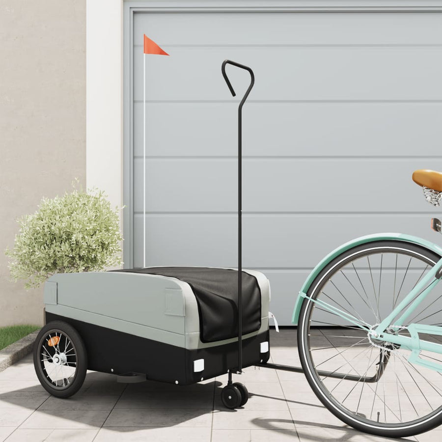 Fietstrailer 45 kg ijzer zwart en grijs