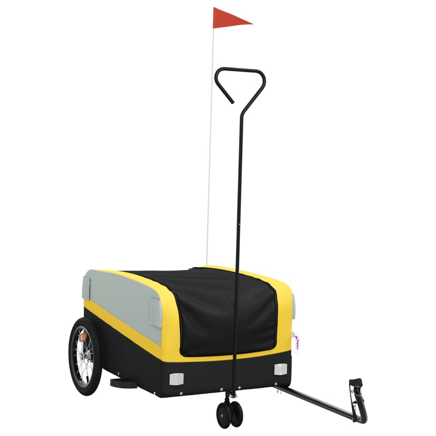 Fietstrailer 45 kg ijzer zwart en 138 x 69 x 58 cm Geel