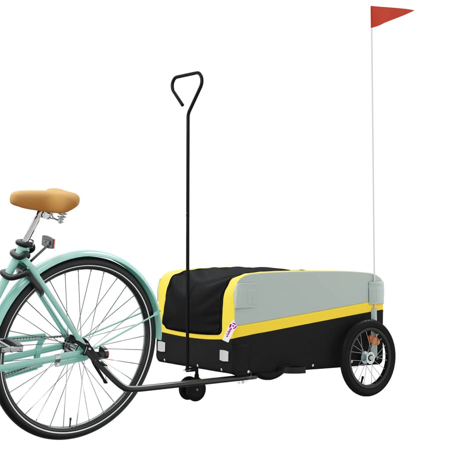 Fietstrailer 45 kg ijzer zwart en 138 x 69 x 58 cm Geel