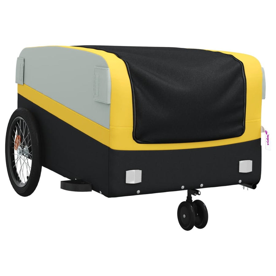 Fietstrailer 45 kg ijzer zwart en 138 x 69 x 58 cm Geel