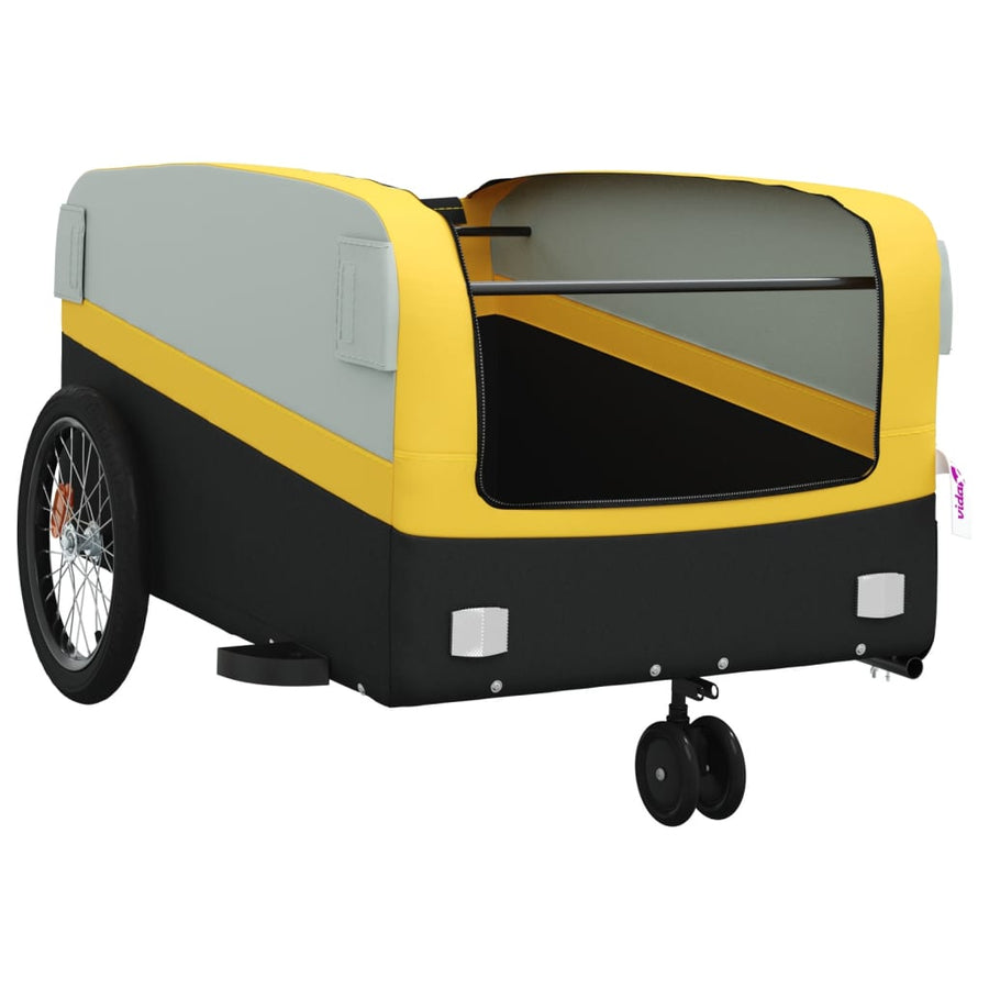 Fietstrailer 45 kg ijzer zwart en 138 x 69 x 58 cm Geel