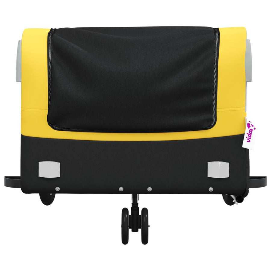 Fietstrailer 45 kg ijzer zwart en 138 x 69 x 58 cm Geel