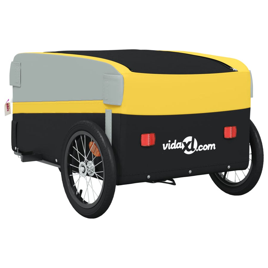 Fietstrailer 45 kg ijzer zwart en 138 x 69 x 58 cm Geel
