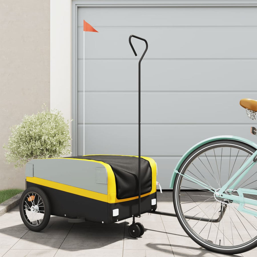 Fietstrailer 45 kg ijzer zwart en 138 x 69 x 58 cm Geel