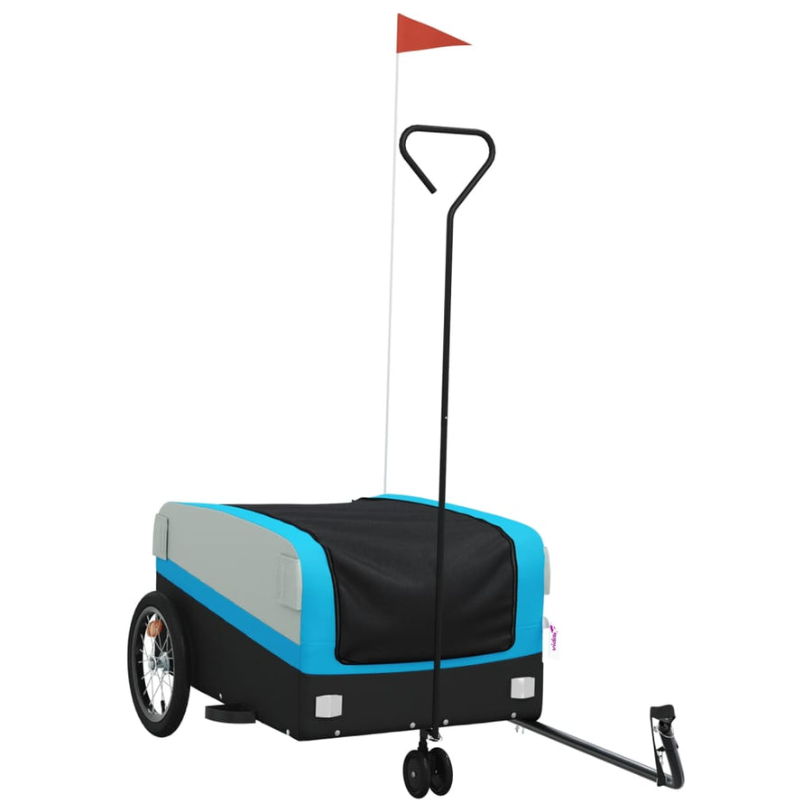 Fietstrailer 45 kg ijzer zwart en blauw 138 x 69 x 58 cm Blauw