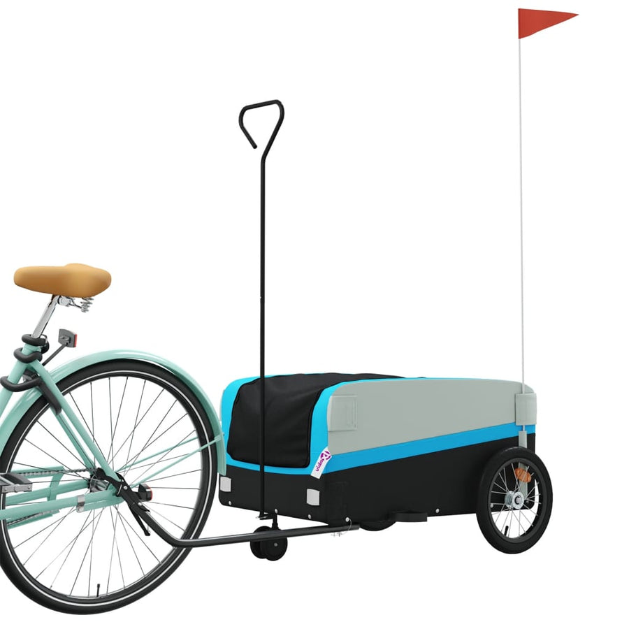 Fietstrailer 45 kg ijzer zwart en blauw 138 x 69 x 58 cm Blauw