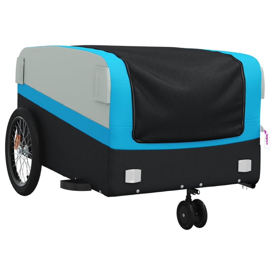 Fietstrailer 45 kg ijzer zwart en blauw 138 x 69 x 58 cm Blauw