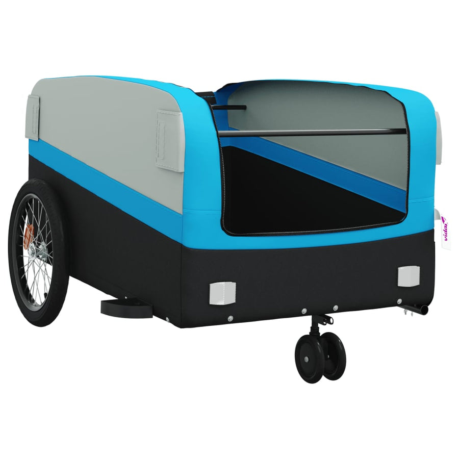Fietstrailer 45 kg ijzer zwart en blauw 138 x 69 x 58 cm Blauw