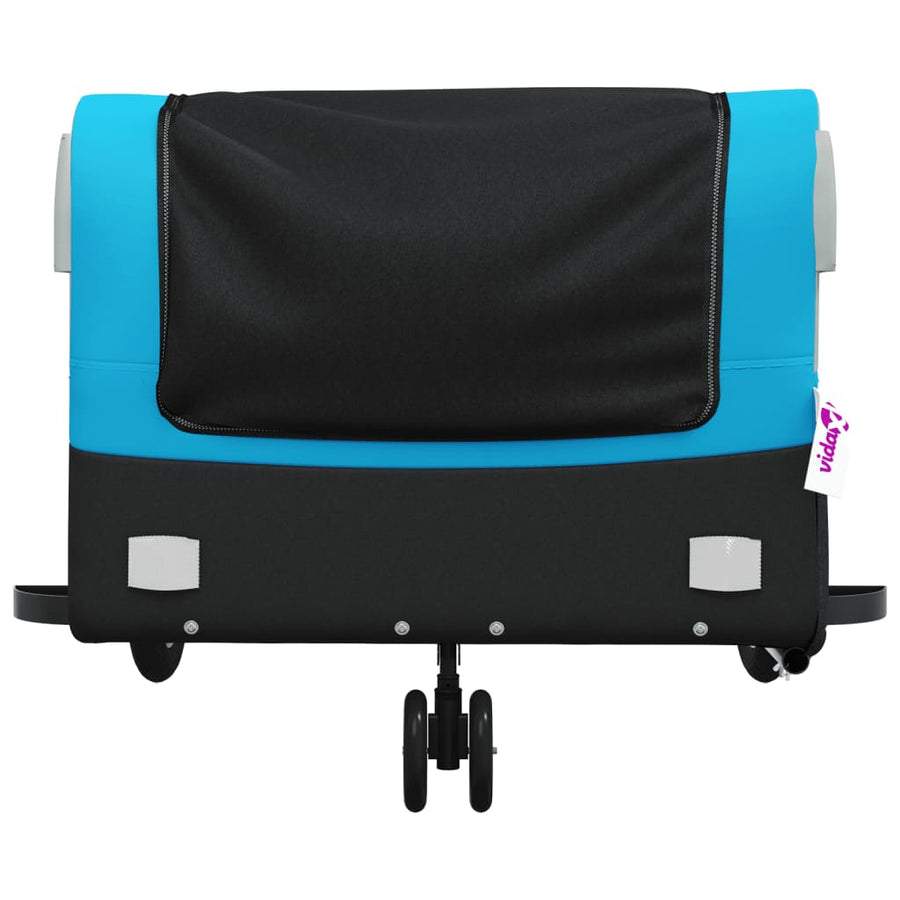 Fietstrailer 45 kg ijzer zwart en blauw 138 x 69 x 58 cm Blauw