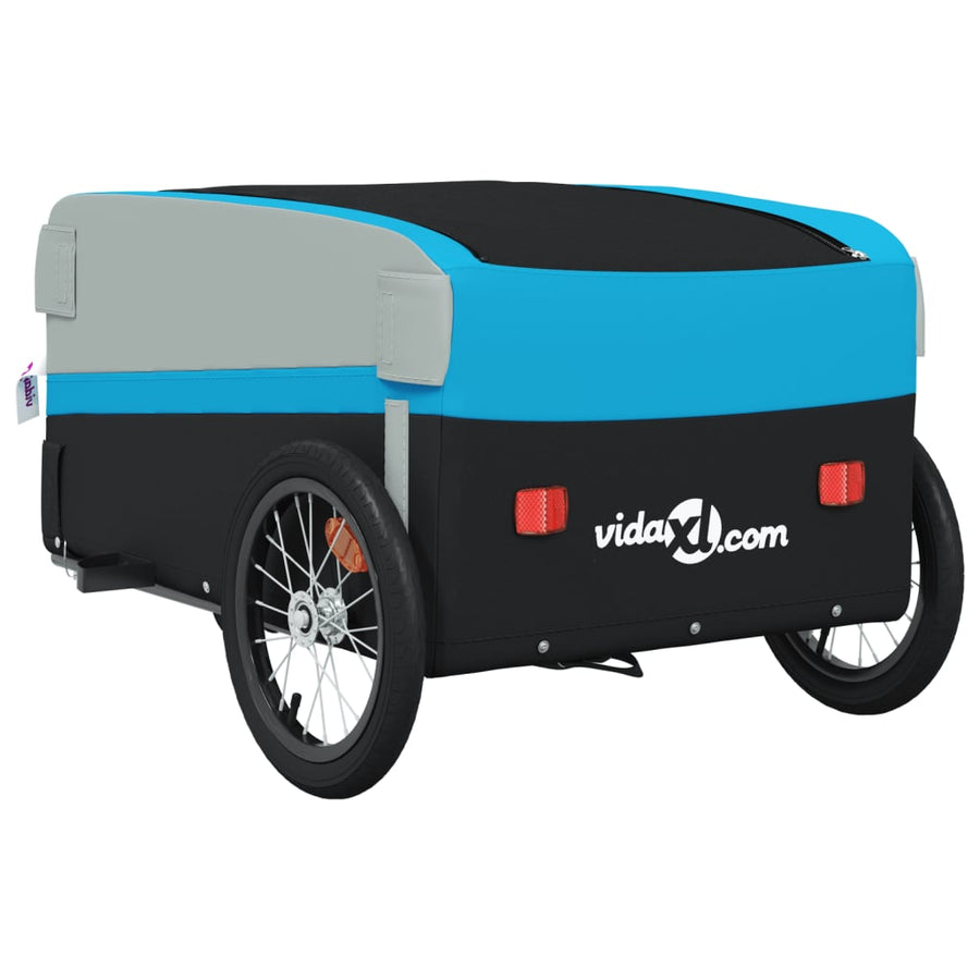 Fietstrailer 45 kg ijzer zwart en blauw 138 x 69 x 58 cm Blauw
