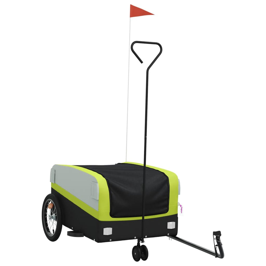 Fietstrailer 45 kg ijzer zwart en groen 138 x 69 x 58 cm Groen