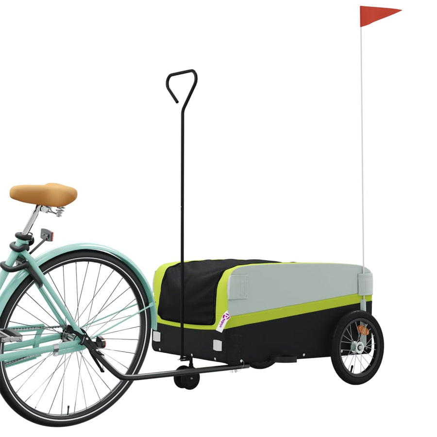 Fietstrailer 45 kg ijzer zwart en groen 138 x 69 x 58 cm Groen