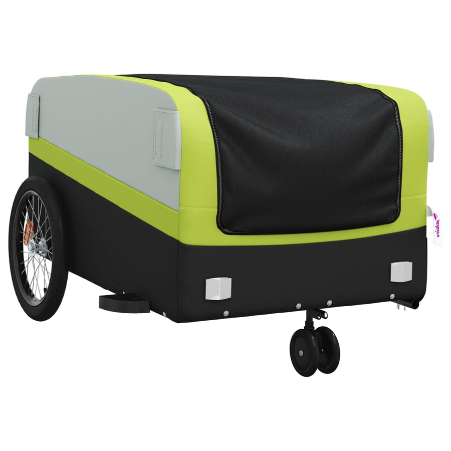 Fietstrailer 45 kg ijzer zwart en groen 138 x 69 x 58 cm Groen
