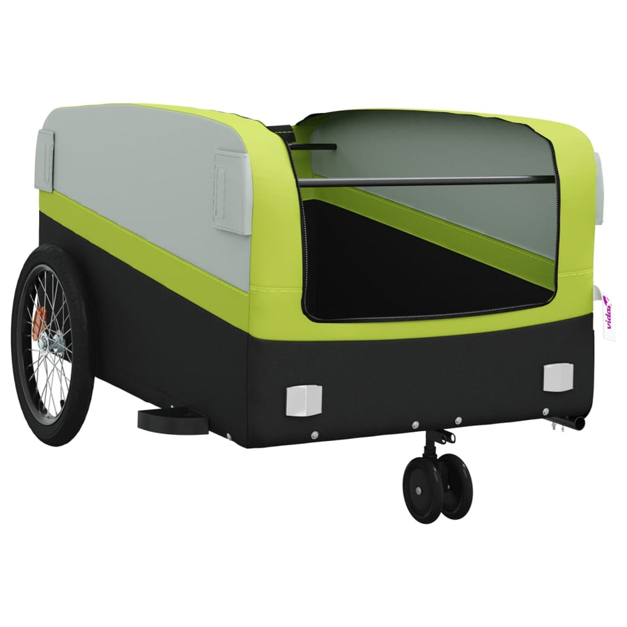 Fietstrailer 45 kg ijzer zwart en groen 138 x 69 x 58 cm Groen