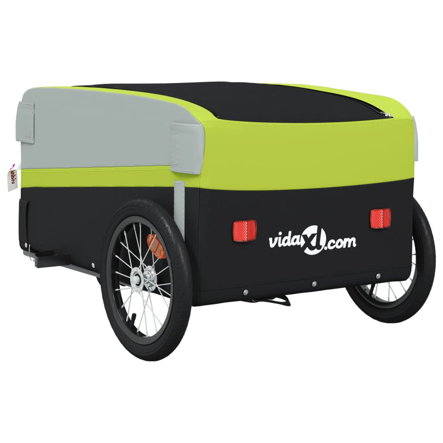 Fietstrailer 45 kg ijzer zwart en groen 138 x 69 x 58 cm Groen