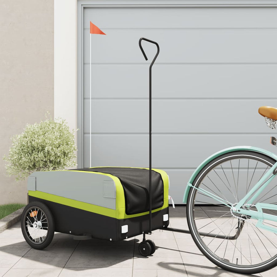 Fietstrailer 45 kg ijzer zwart en groen 138 x 69 x 58 cm Groen