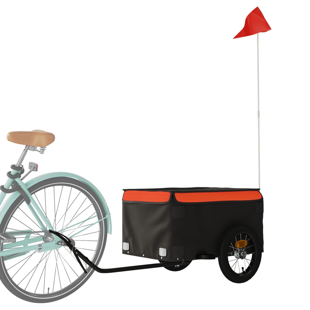 Fietstrailer 30 kg ijzer zwart en oranje 120 x 54 x 44 cm Oranje