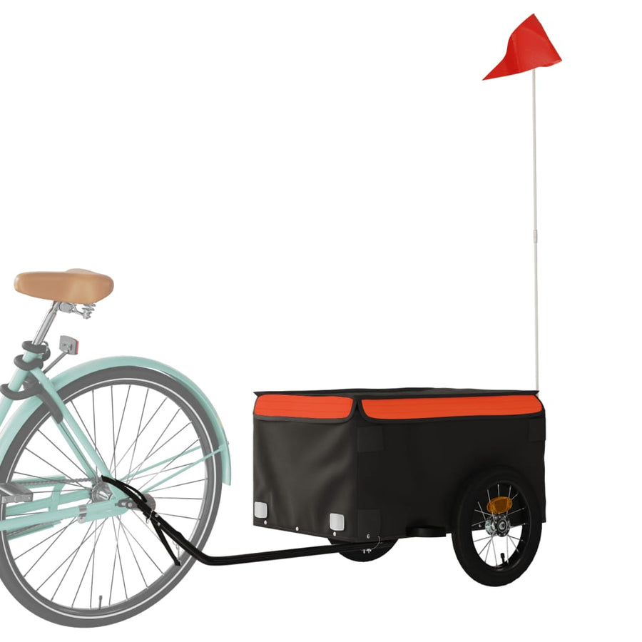 Fietstrailer 30 kg ijzer zwart en oranje 120 x 54 x 44 cm Oranje
