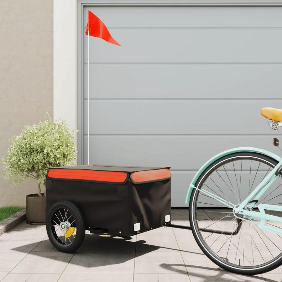 Fietstrailer 30 kg ijzer zwart en oranje 120 x 54 x 44 cm Oranje