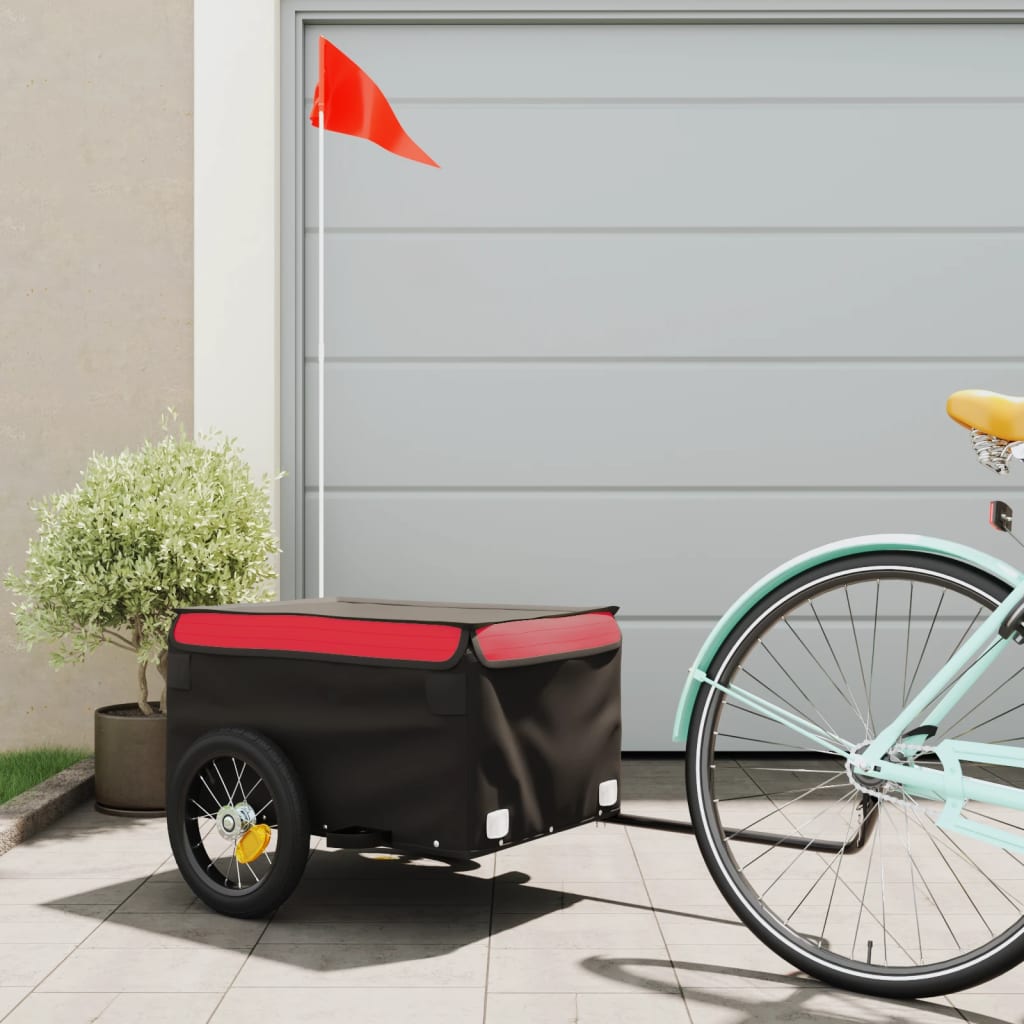 Fietstrailer 30 kg ijzer zwart en rood 120 x 54 x 44 cm Rood