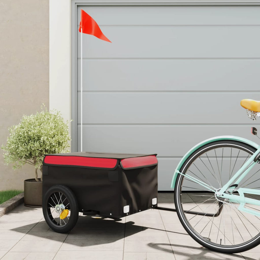 Fietstrailer 30 kg ijzer zwart en rood 120 x 54 x 44 cm Rood