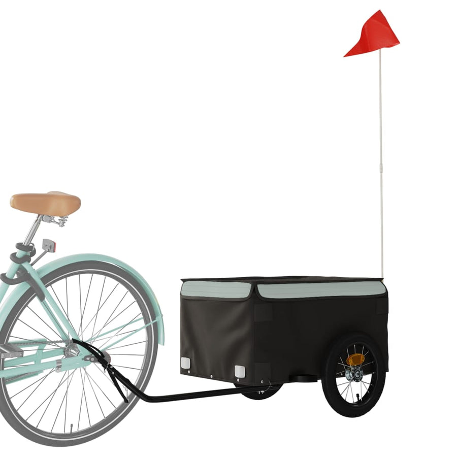 Fietstrailer 30 kg ijzer zwart en grijs 120 x 54 x 44 cm Grijs