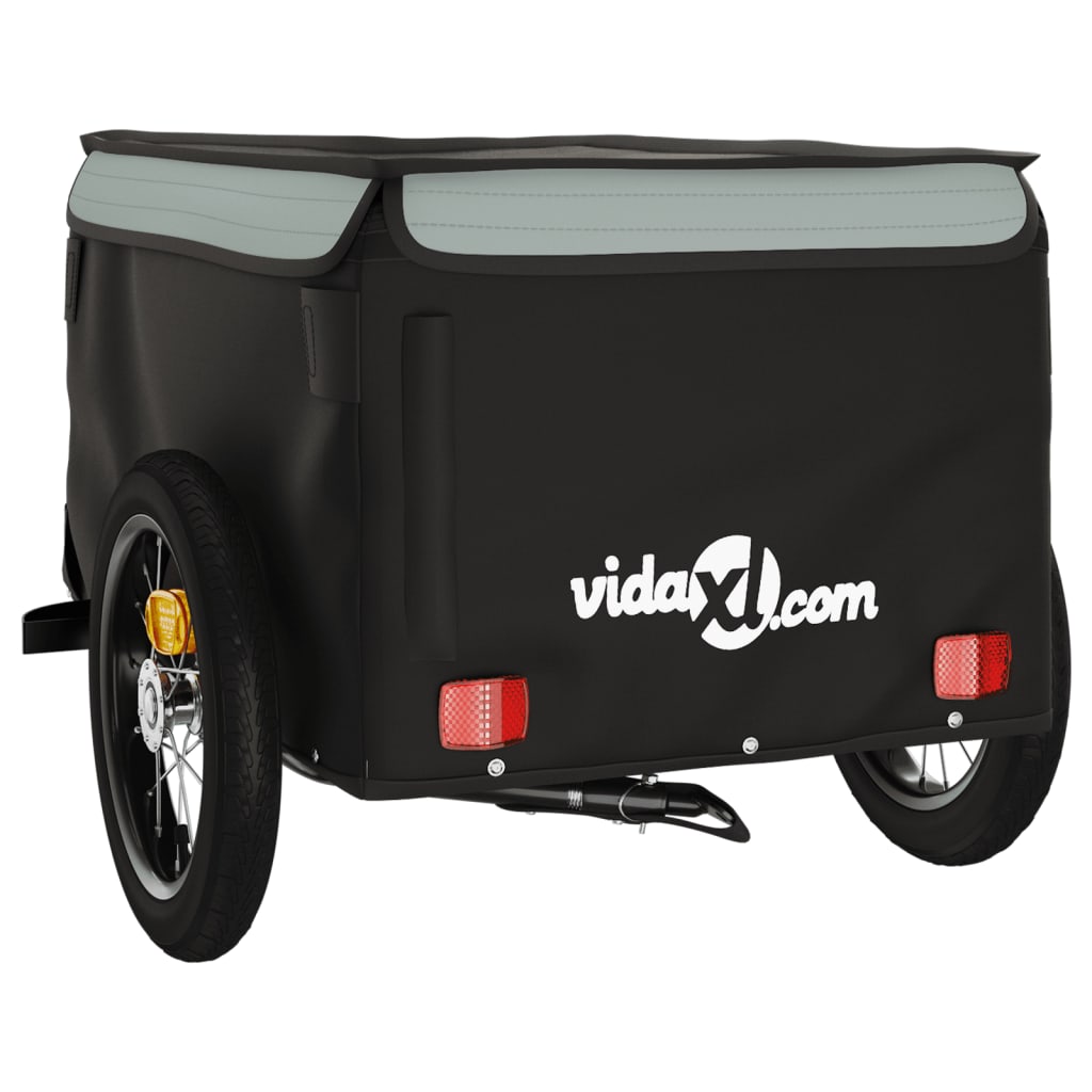 Fietstrailer 30 kg ijzer zwart en grijs 120 x 54 x 44 cm Grijs