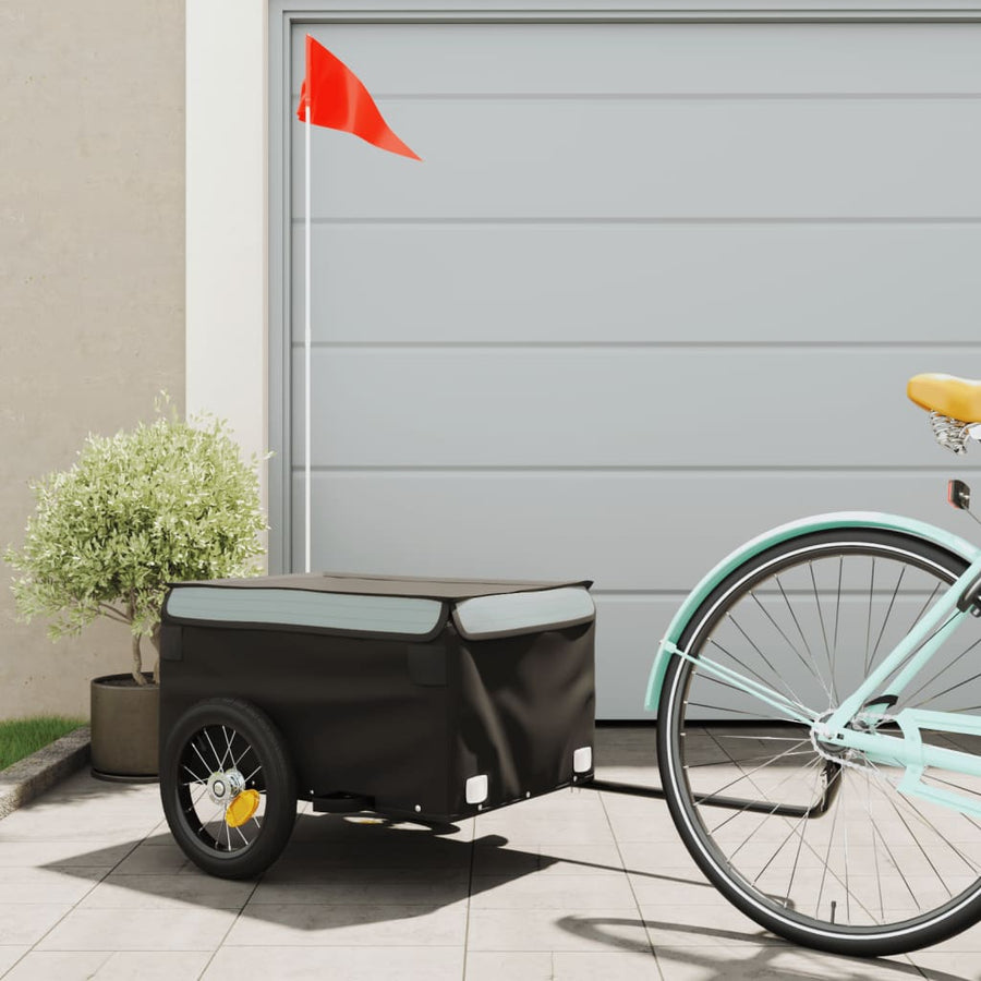 Fietstrailer 30 kg ijzer zwart en grijs 120 x 54 x 44 cm Grijs