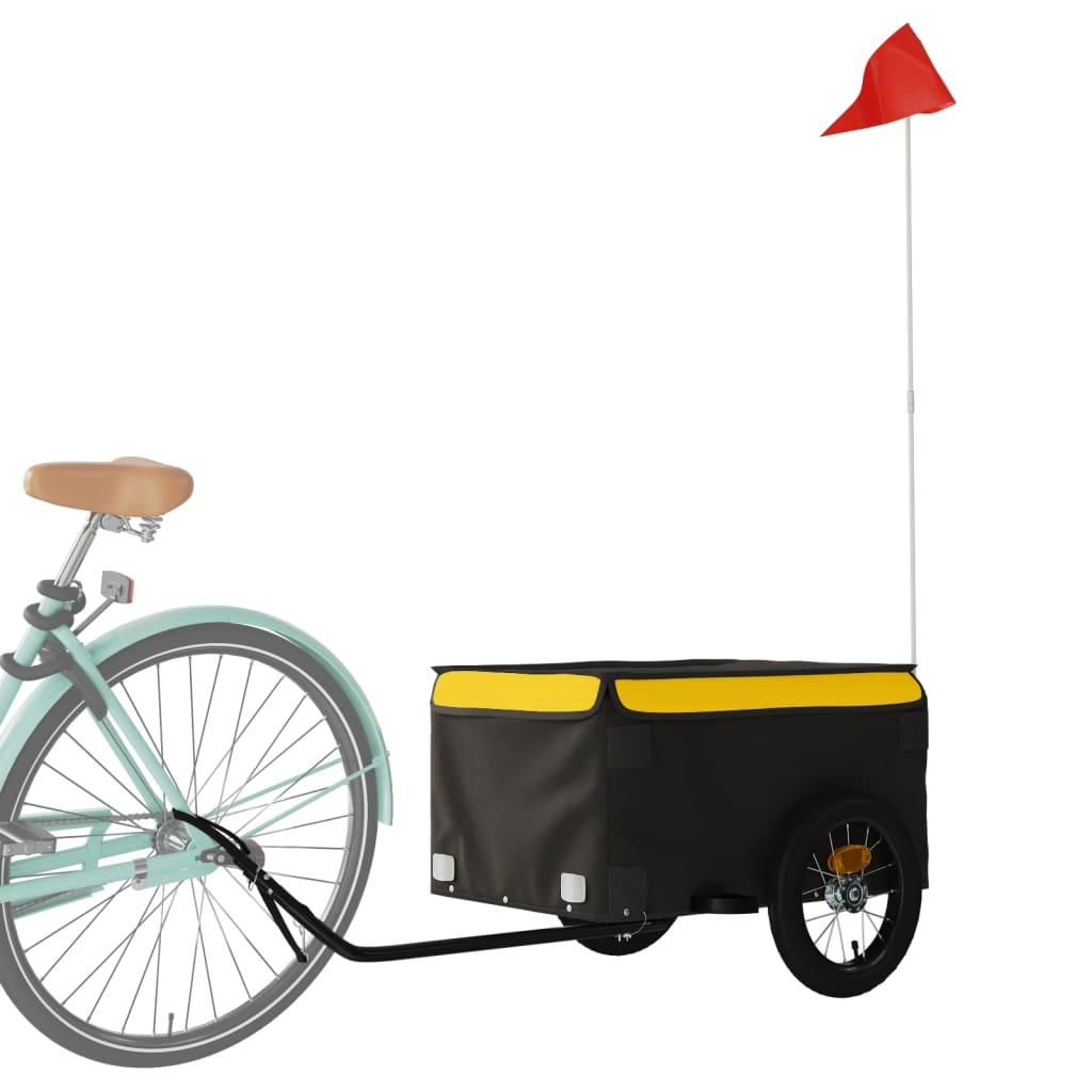 Fietstrailer 30 kg ijzer zwart en geel 120 x 54 x 44 cm Geel