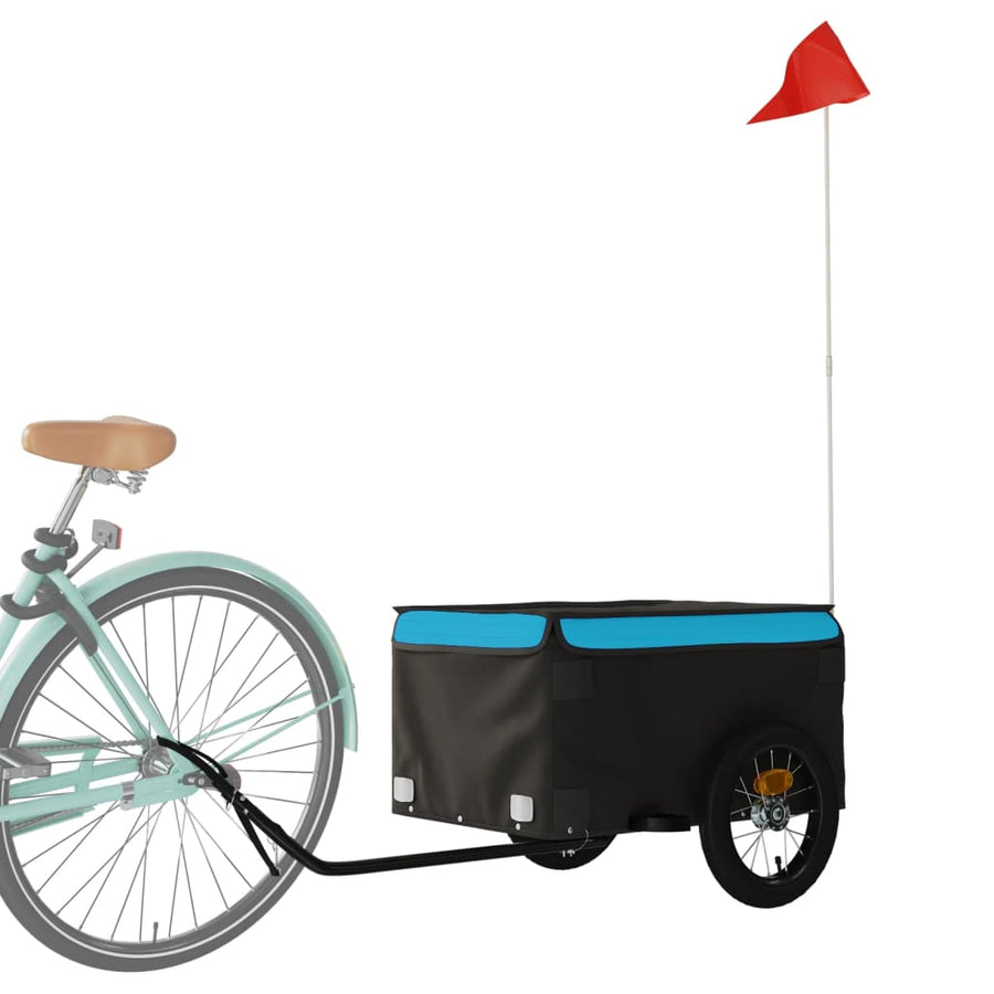 Fietstrailer 30 kg ijzer zwart en blauw 120 x 54 x 44 cm Blauw