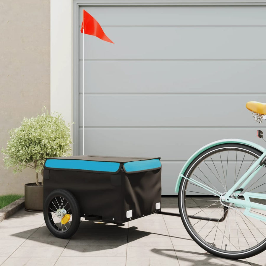 Fietstrailer 30 kg ijzer zwart en blauw 120 x 54 x 44 cm Blauw