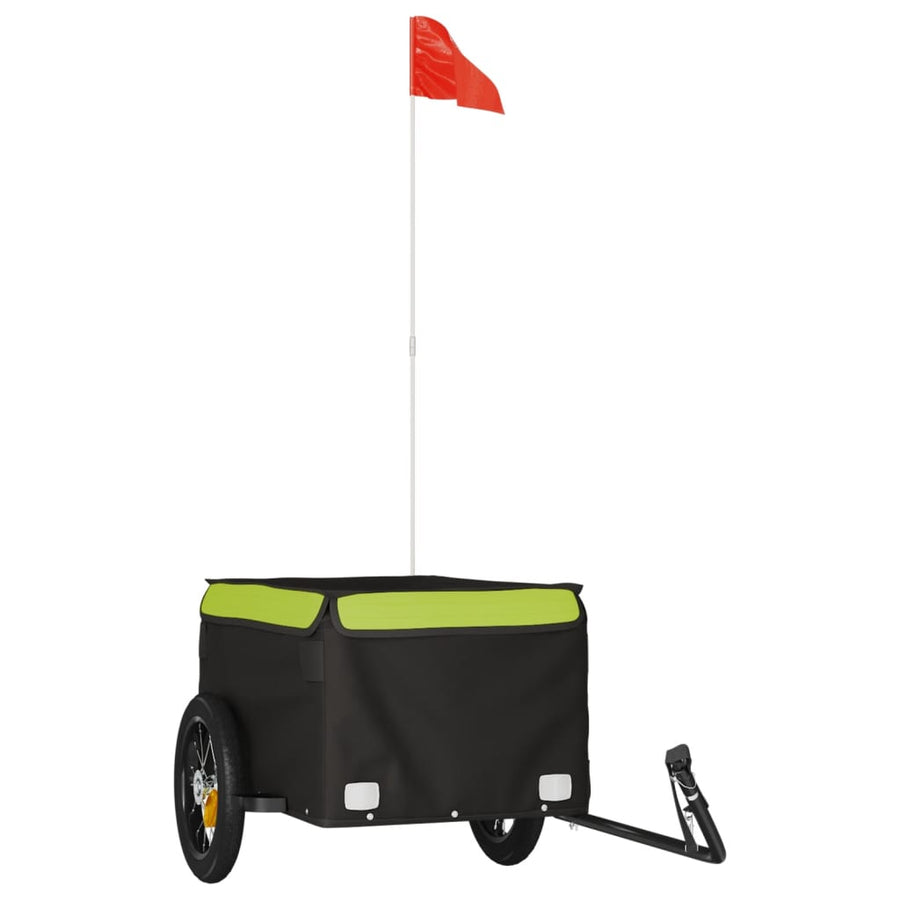Fietstrailer 30 kg ijzer zwart en groen 120 x 54 x 44 cm Groen