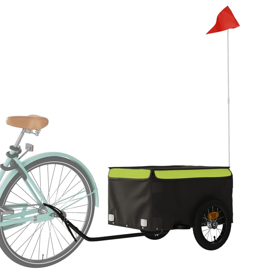 Fietstrailer 30 kg ijzer zwart en groen 120 x 54 x 44 cm Groen