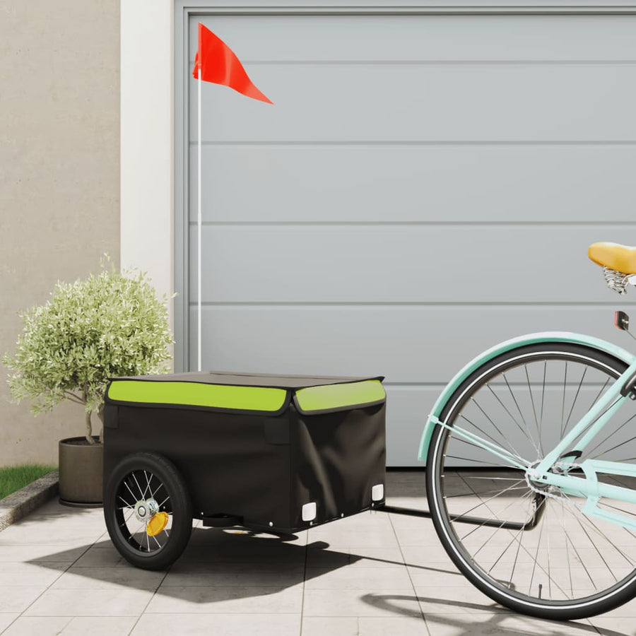 Fietstrailer 30 kg ijzer zwart en groen 120 x 54 x 44 cm Groen