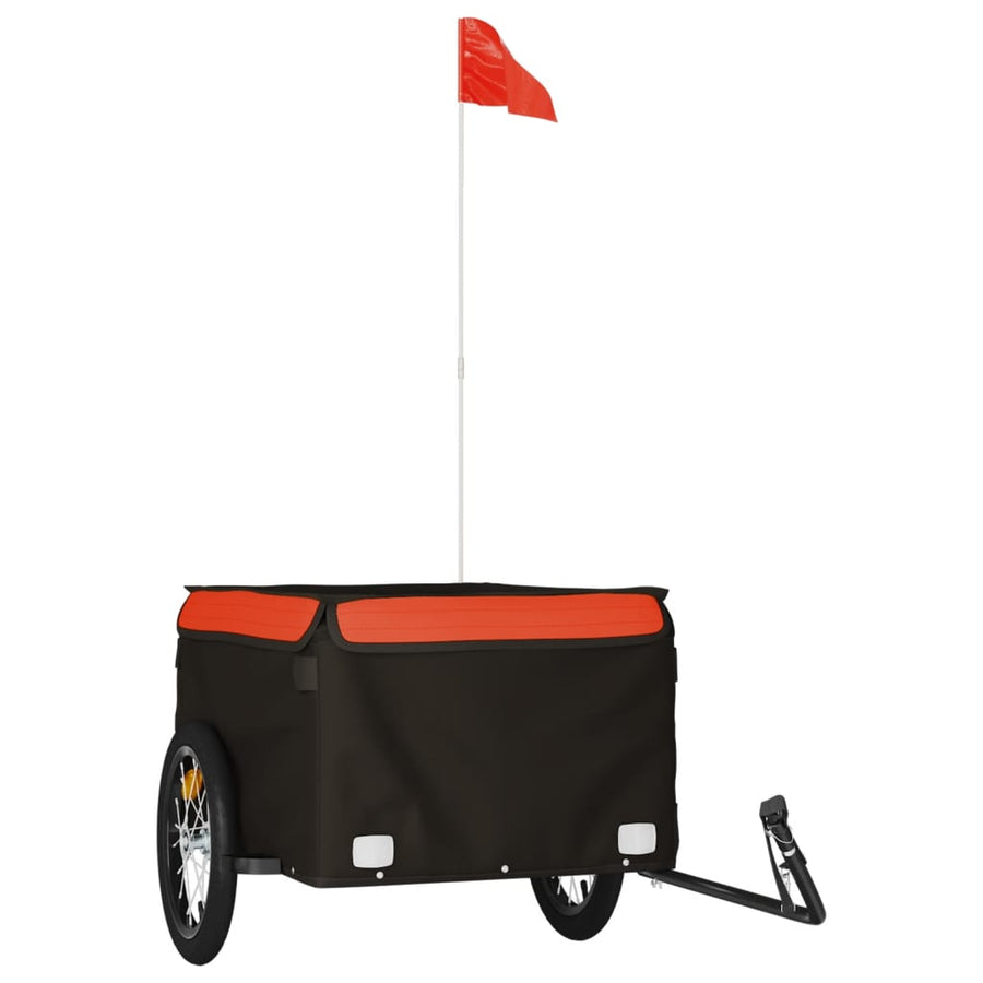 Fietstrailer 45 kg ijzer zwart en oranje 124 x 62.5 x 52 cm Oranje