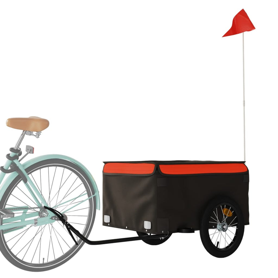 Fietstrailer 45 kg ijzer zwart en oranje 124 x 62.5 x 52 cm Oranje