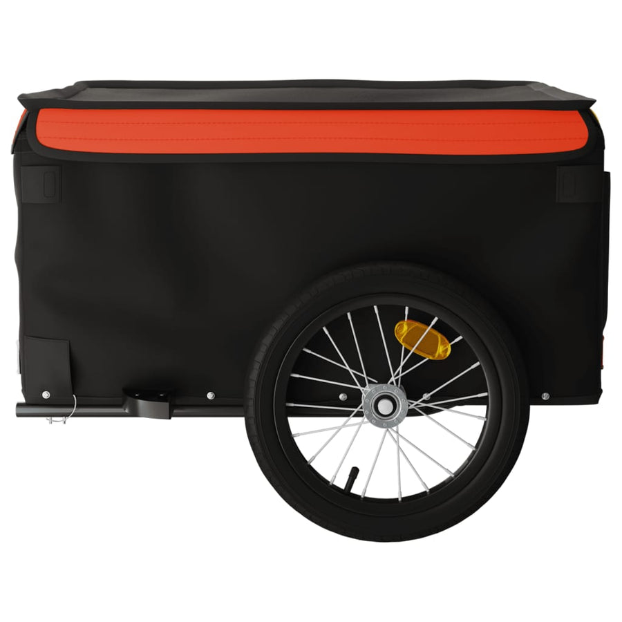 Fietstrailer 45 kg ijzer zwart en oranje 124 x 62.5 x 52 cm Oranje