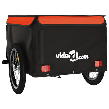 Fietstrailer 45 kg ijzer zwart en oranje 124 x 62.5 x 52 cm Oranje