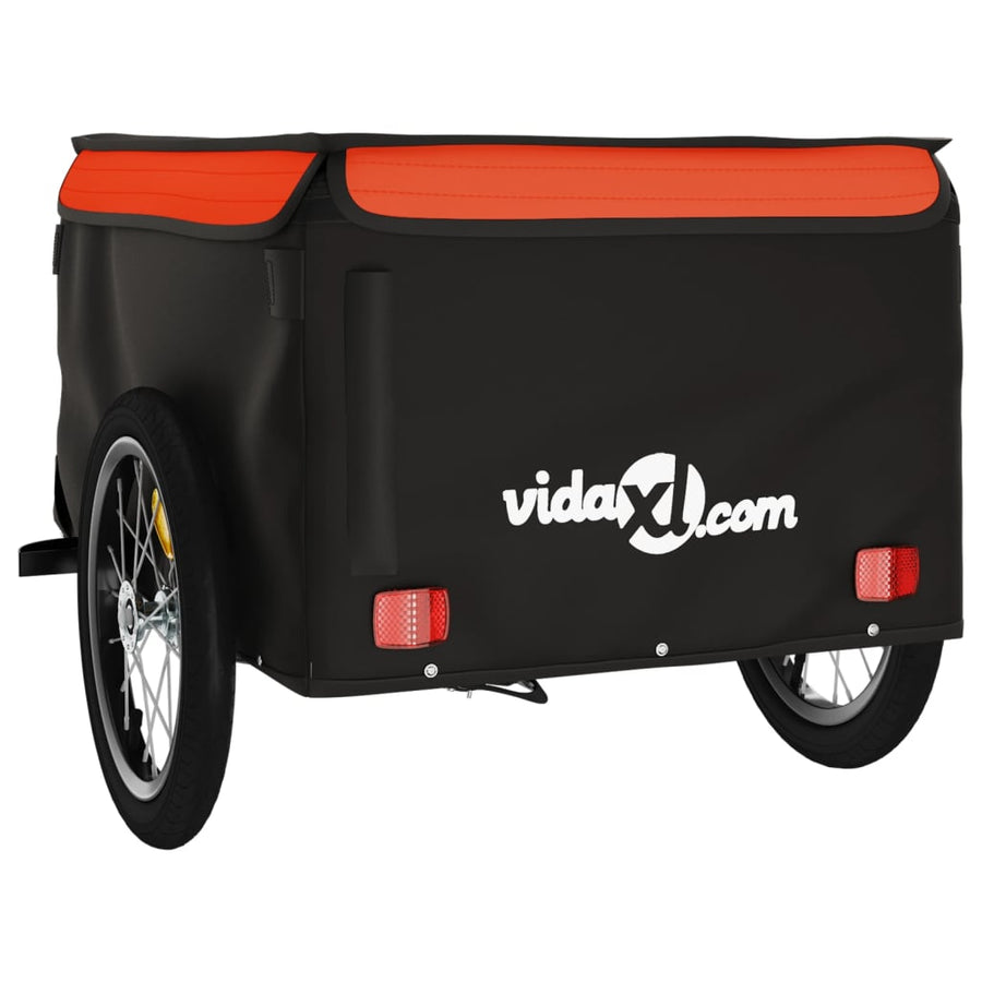 Fietstrailer 45 kg ijzer zwart en oranje 124 x 62.5 x 52 cm Oranje