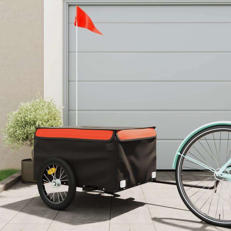 Fietstrailer 45 kg ijzer zwart en oranje 124 x 62.5 x 52 cm Oranje