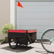 Fietstrailer 45 kg ijzer zwart rood 124x62.5x52 cm