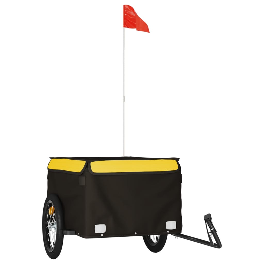Fietstrailer 45 kg ijzer zwart en geel 124 x 62.5 x 52 cm Geel