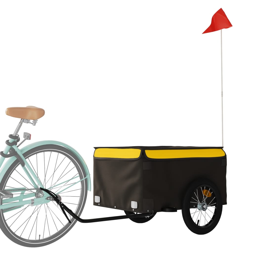 Fietstrailer 45 kg ijzer zwart en geel 124 x 62.5 x 52 cm Geel